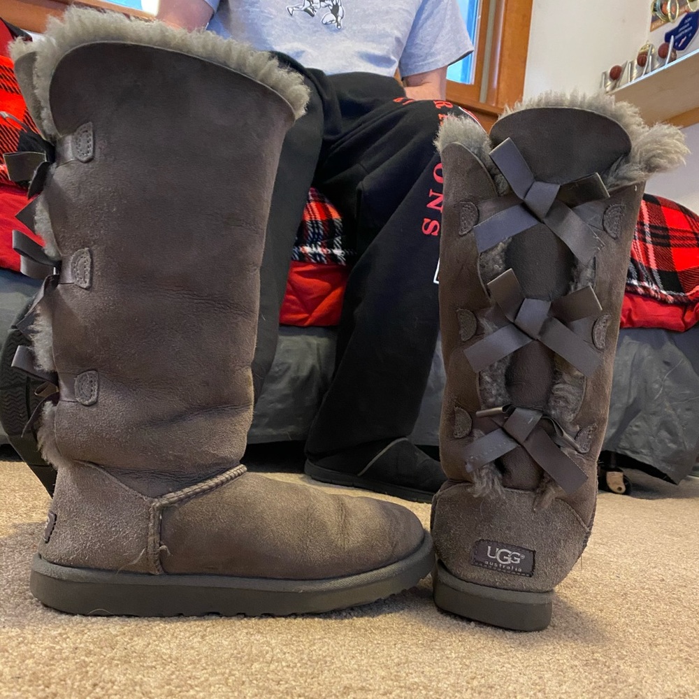 grey bailey bow tall Uggs!